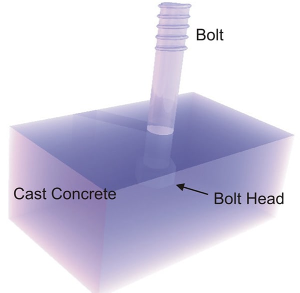 Anchor bolt installed into concrete.