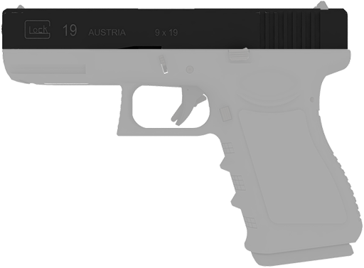 Diagram: Pistol slide on a Glock 19