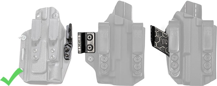 A demonstration of spacers on appendix holsters.