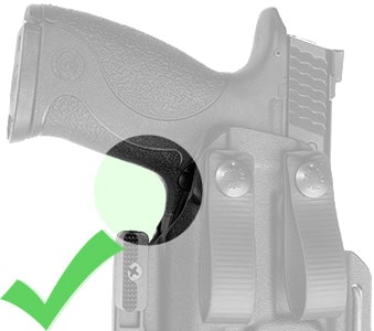 A demonstration of a holster with no obstructions in the way of your middle finger.