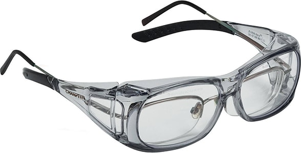 Over-spec eye protection fits over prescrition glasses.
