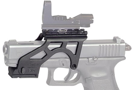 A rail mount for a pistol red dot.