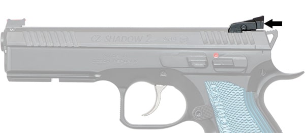 Rear sight on a CZ Shadow 2 Pistol