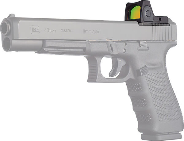 Slide-mounted optic: A trijicon RMR mounted on a Glock 19 slide