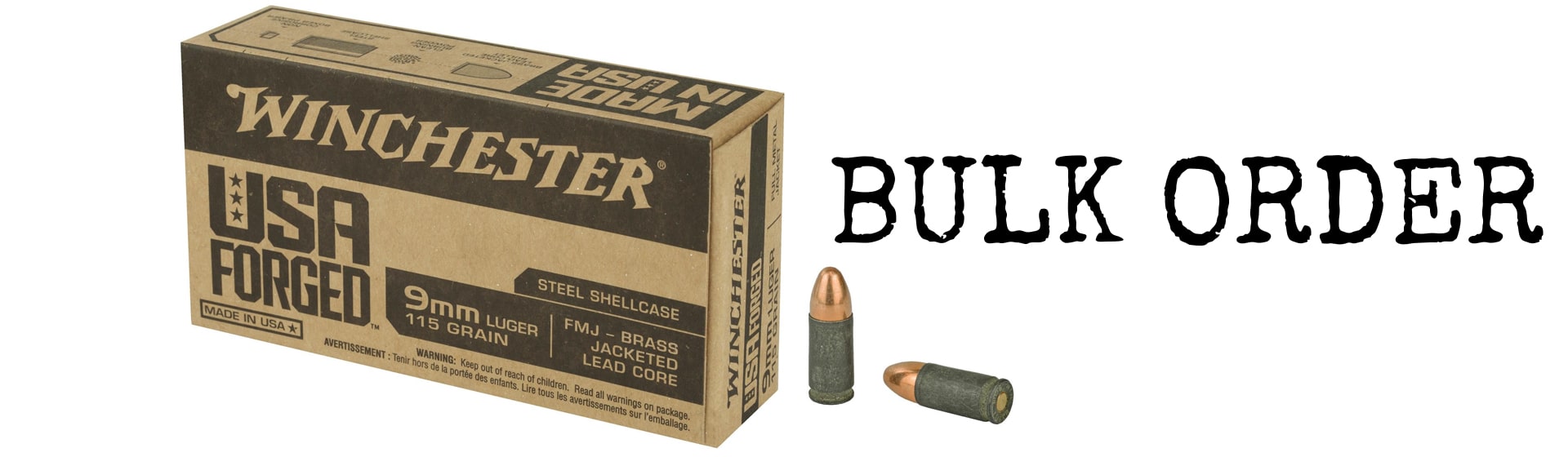 Winchester Steel-cased Bulk 9mm Ammo