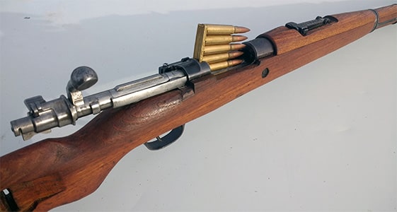 A Yugo M48, one of the last rifle designs to use clips instead of magazines. It was invented in 1950.